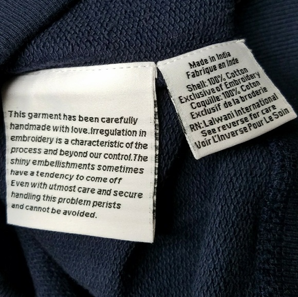 HEMANT & NANDITA Navy Blue Beaded Sweater Sz S - Picture 7 of 8